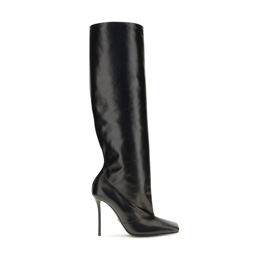 Dolce & Gabbana Black Calf Leather Bos Taurus High Heel Boots
