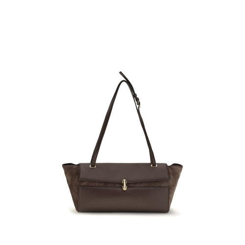 Savette Brown Calf Leather Shoulder Bag