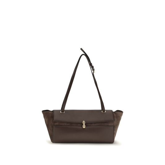 Savette Brown Calf Leather Shoulder Bag
