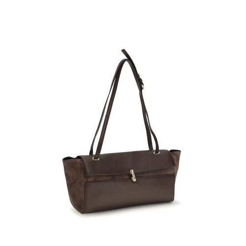 Savette Brown Calf Leather Shoulder Bag