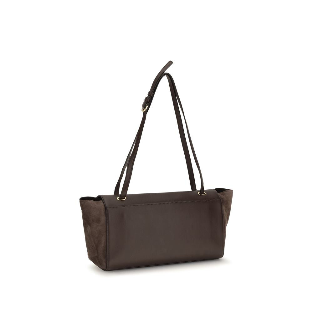 Savette Brown Calf Leather Shoulder Bag