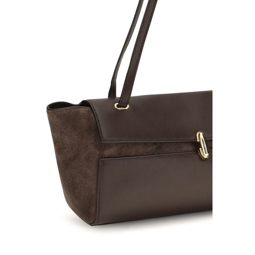 Savette Brown Calf Leather Shoulder Bag