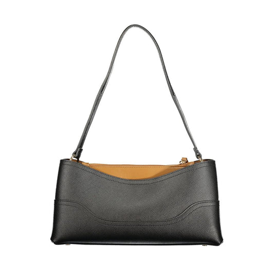 Twinset Black Polyurethane Women Bag with Compartments and Central Pocket