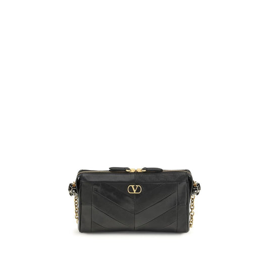 Valentino Garavani Black Napa Leather / Calf Shoulder Bag