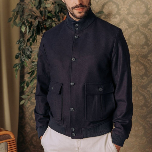 Autore Blue Virgin Wool Bomber