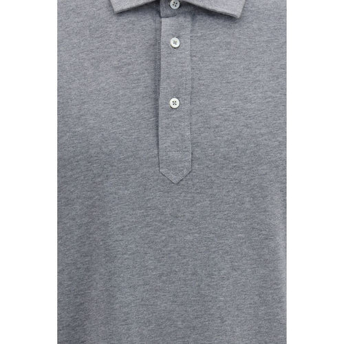 Brunello Cucinelli Gray Cotton Polo Shirt