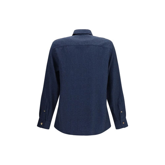 Brunello Cucinelli Blue Wool Oves Aries Shirt