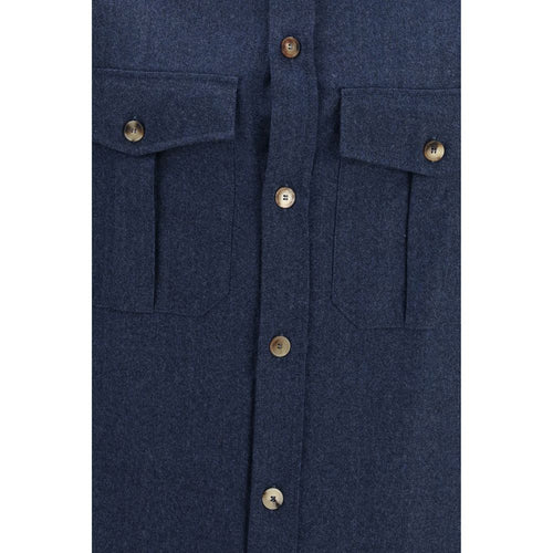 Brunello Cucinelli Blue Wool Oves Aries Shirt