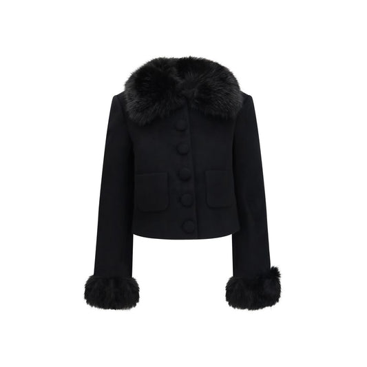 Self-Portrait Black Wool Full-Length Jacket