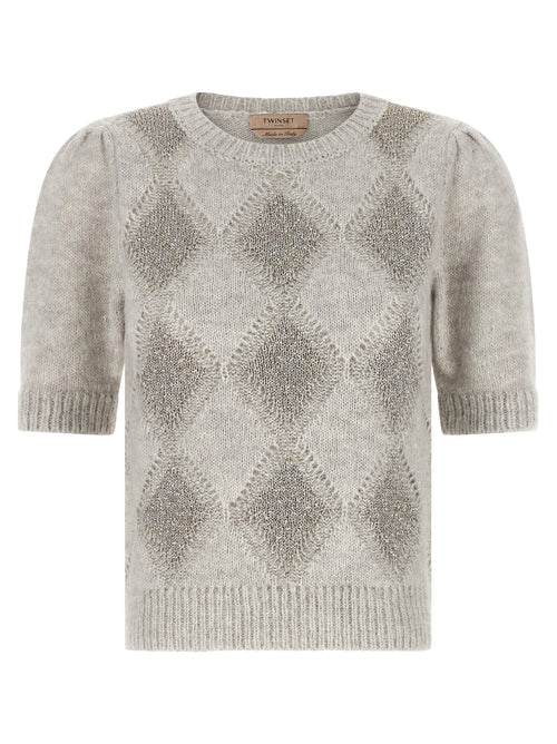 Twinset Gray Marabou Cardigan