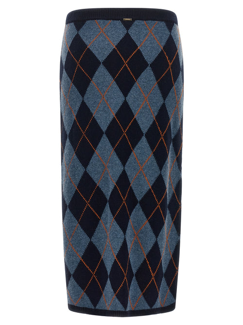Twinset Blue Viscose Midi Skirt