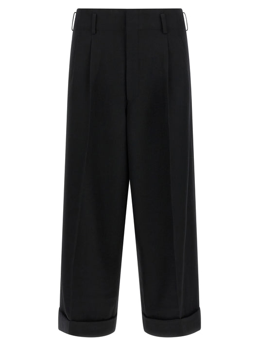 Comme Des Garçons Black Wool Cropped Pants