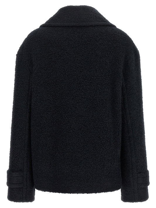 Tagliatore Blue Alpaca Leather Coat
