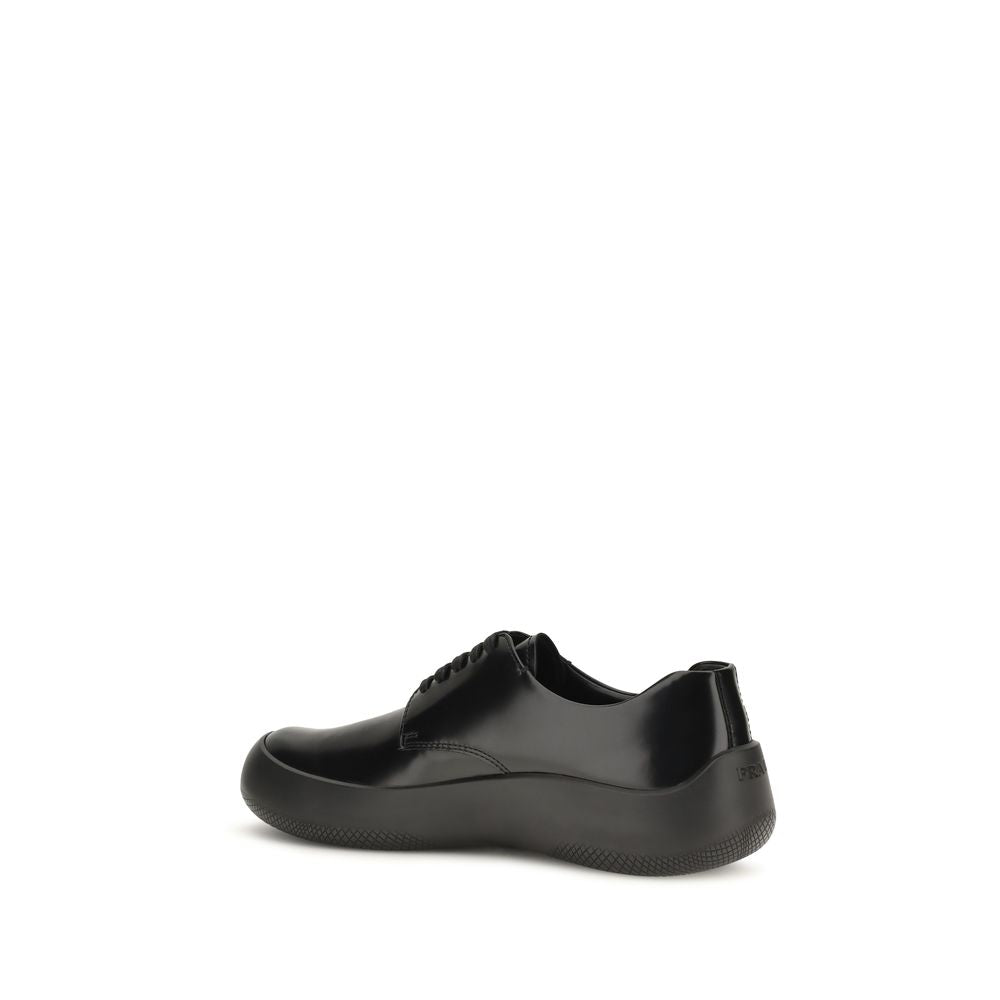 Prada Black Calf Leather Low Top Sneakers