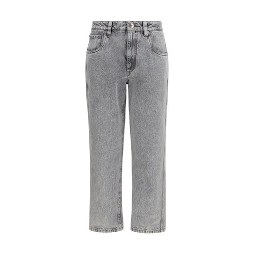 Brunello Cucinelli Gray Cotton Straight-Leg Jeans