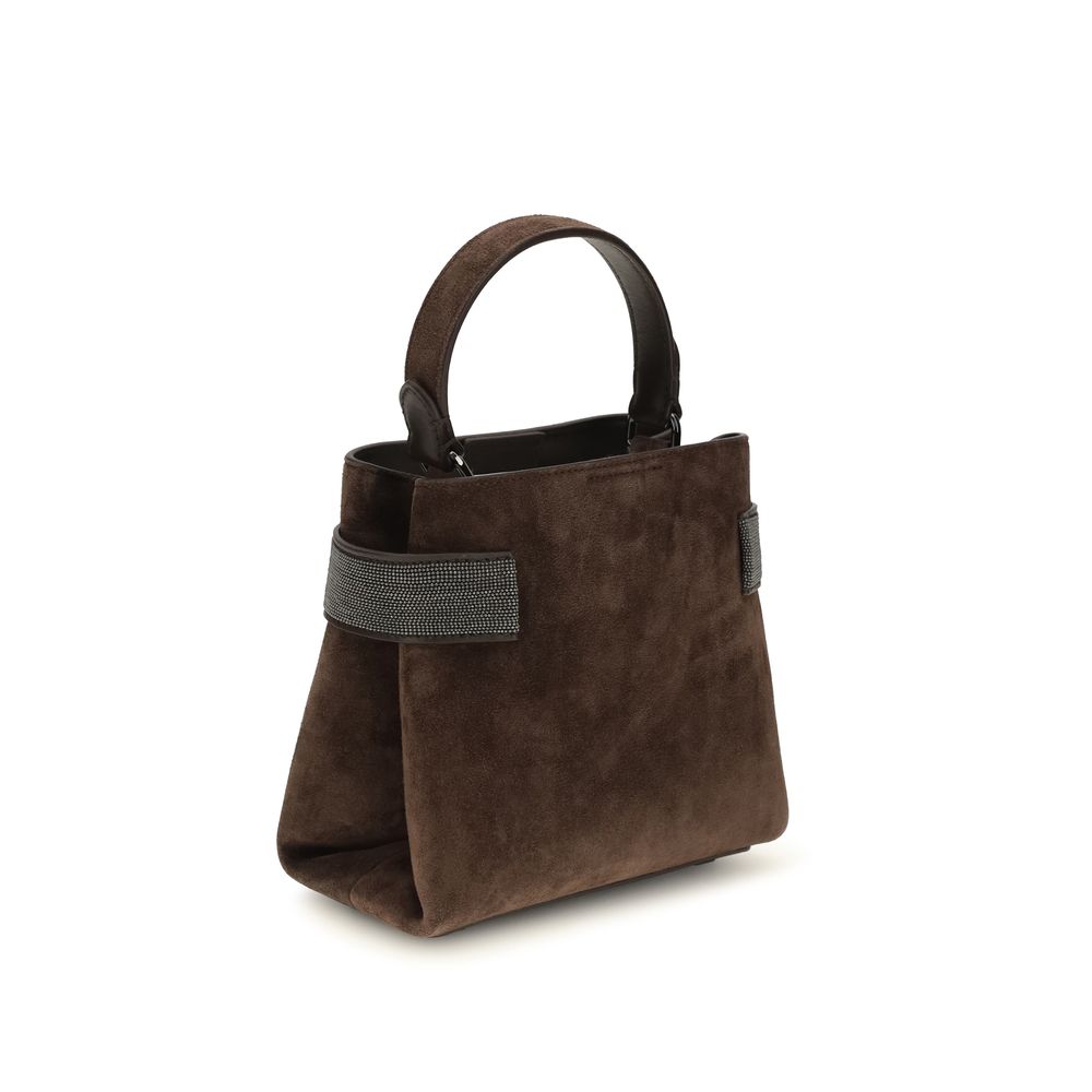 Brunello Cucinelli Brown Calf Leather Shoulder Bag
