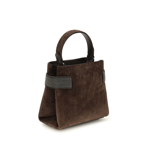 Brunello Cucinelli Brown Calf Leather Shoulder Bag