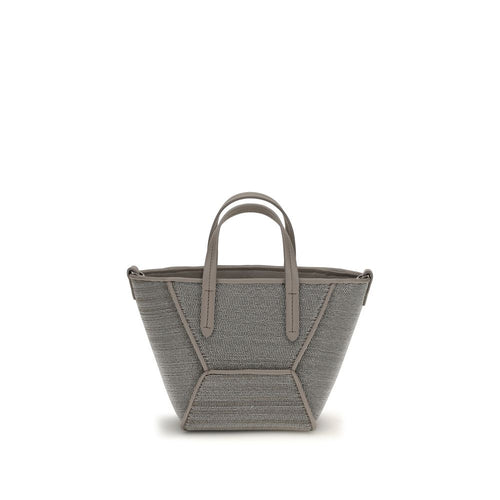 Brunello Cucinelli Gray Calf Leather Bos Taurus Shoulder Bag