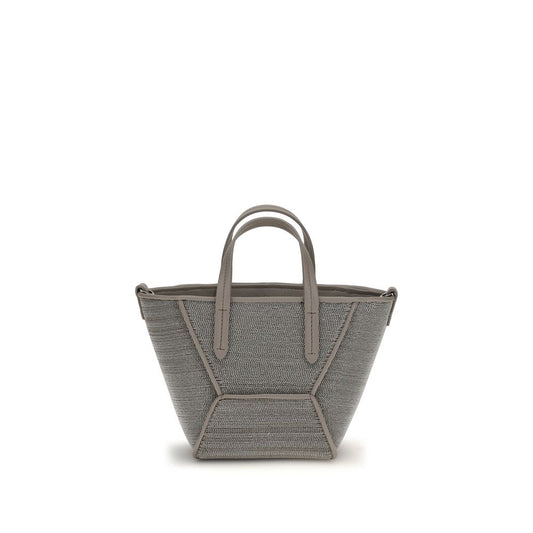 Brunello Cucinelli Gray Calf Leather Shoulder Bag