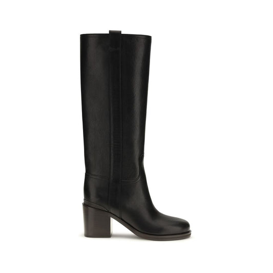 Brunello Cucinelli Black Calf Leather Bos Taurus High Heel Boots