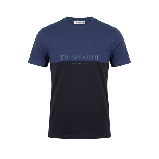 Trussardi Beachwear Blue Cotton Men T-Shirt