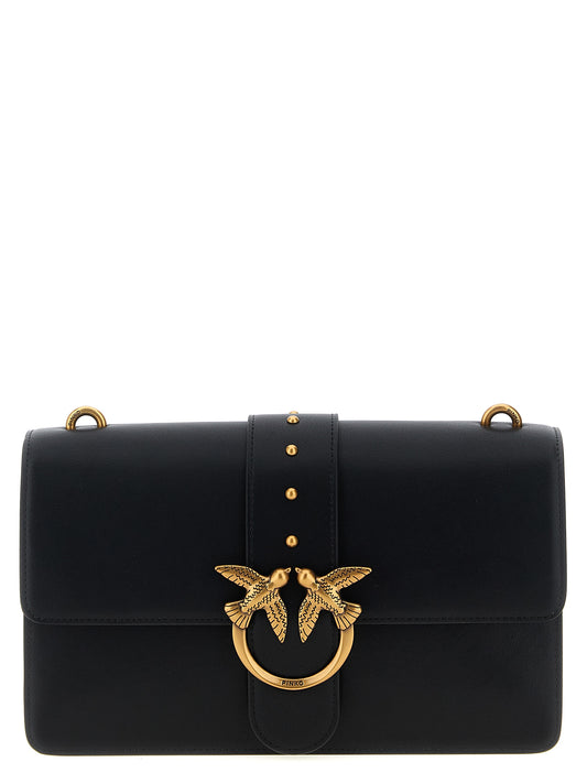 PINKO Black Goatskin Crossbody Bag