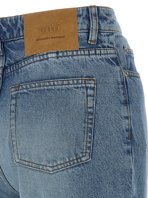 Ami Paris Blue Cotton Flared Jeans