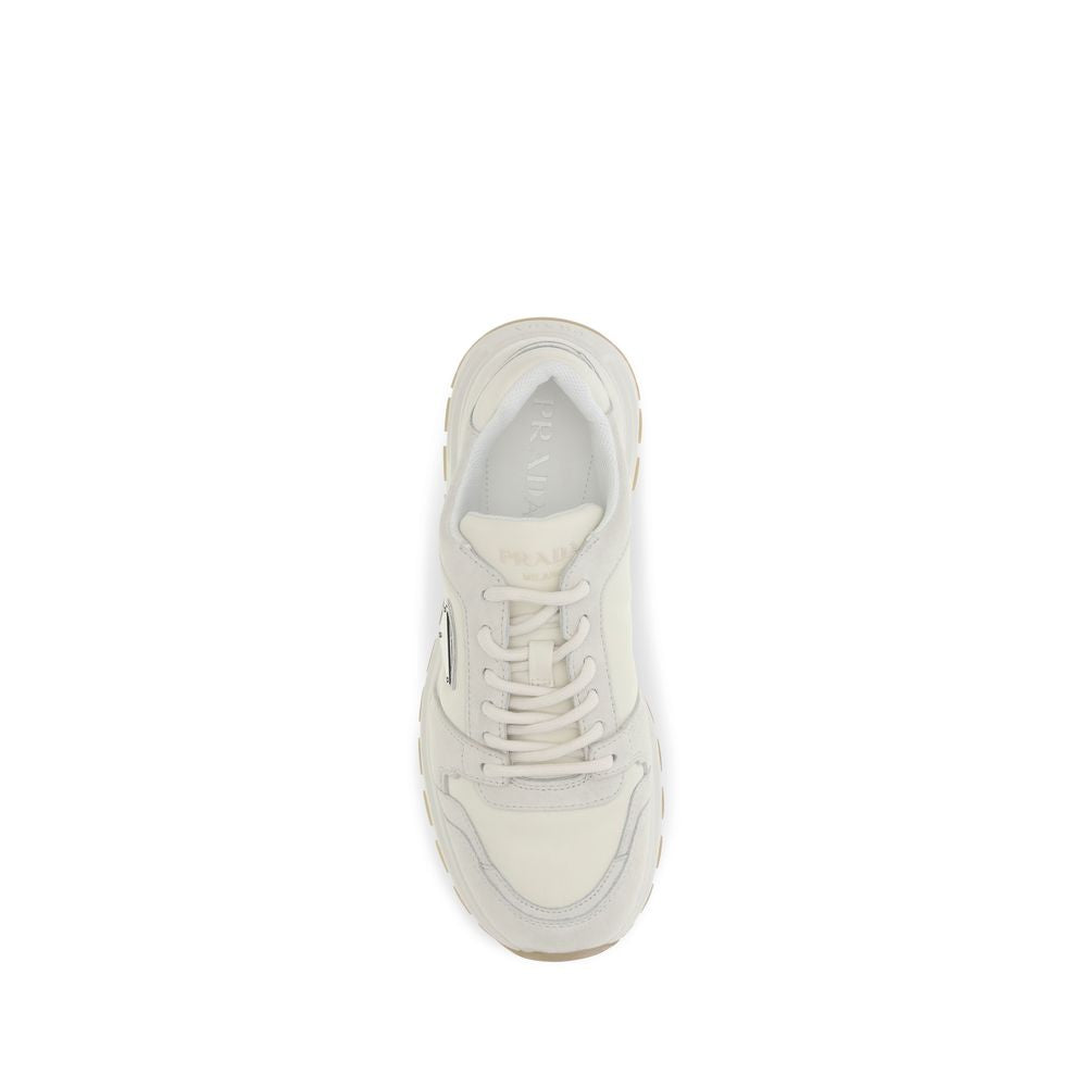 Prada Beige Calf Leather Bos Taurus Athletic Sneakers