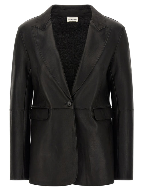 P.A.R.O.S.H. Black Lamb Leather Blazer