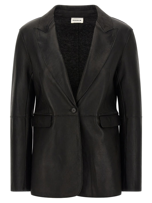 P.A.R.O.S.H. Black Lamb Leather Blazer