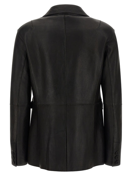 P.A.R.O.S.H. Black Lamb Leather Blazer