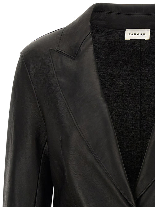 P.A.R.O.S.H. Black Lamb Leather Blazer