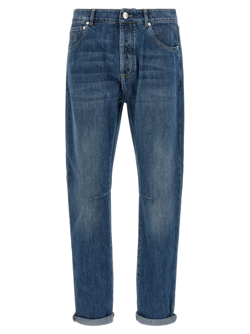 Brunello Cucinelli Blue Cotton Straight-Leg Jeans