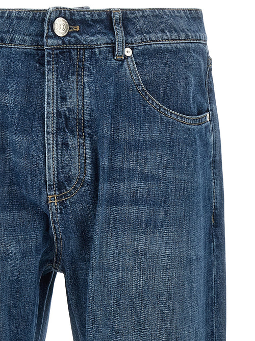 Brunello Cucinelli Blue Cotton Straight-Leg Jeans