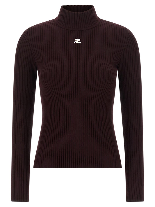 Courrèges Bordeaux Viscose Cardigan