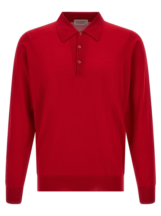 JOHN SMEDLEY Red Merino Wool Polo Shirt