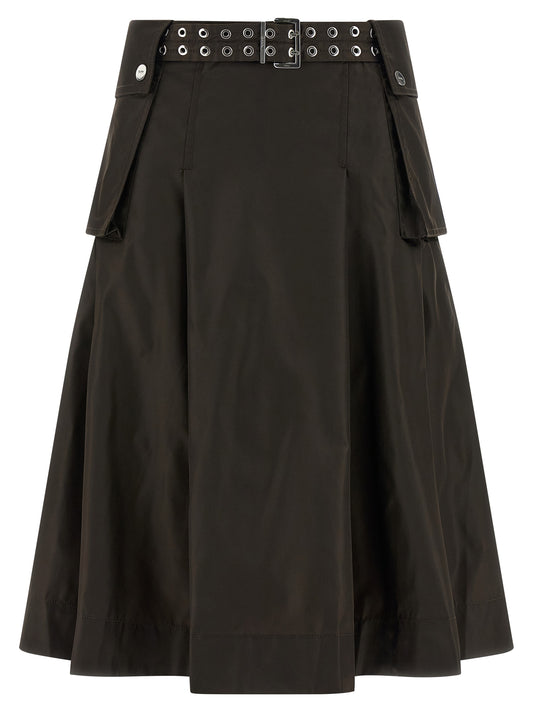 Ganni Brown Polyamide Midi Skirt