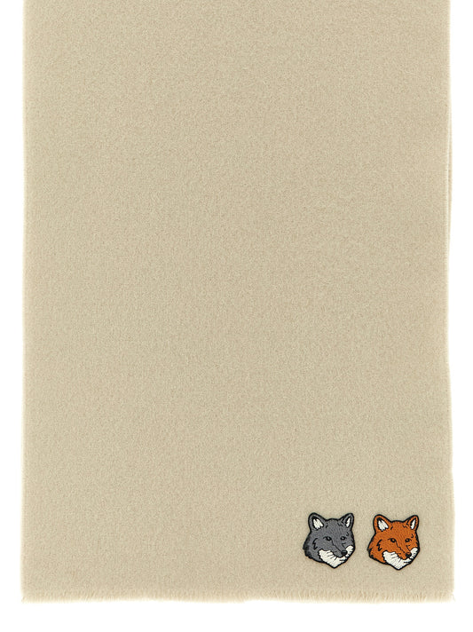 Maison Kitsuné White Virgin Wool Scarf
