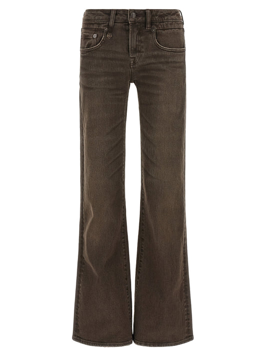 R13 Brown Cotton Flared Jeans
