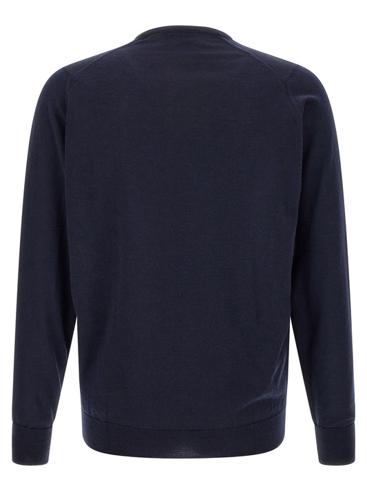 JOHN SMEDLEY Blue Merino Wool Cardigan