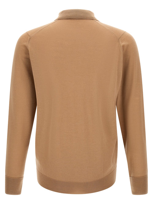JOHN SMEDLEY Beige Merino Wool Polo Shirt
