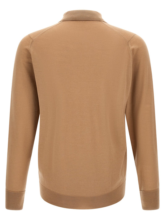 JOHN SMEDLEY Beige Merino Wool Polo Shirt