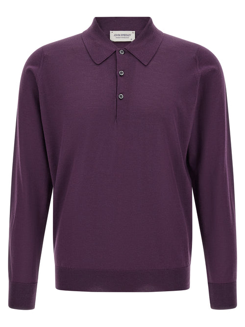 JOHN SMEDLEY Purple Merino Wool Polo Shirt