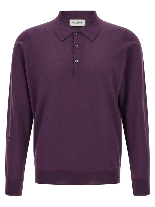 JOHN SMEDLEY Purple Merino Wool Polo Shirt