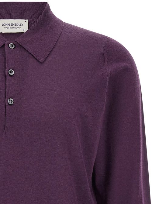 JOHN SMEDLEY Purple Merino Wool Polo Shirt