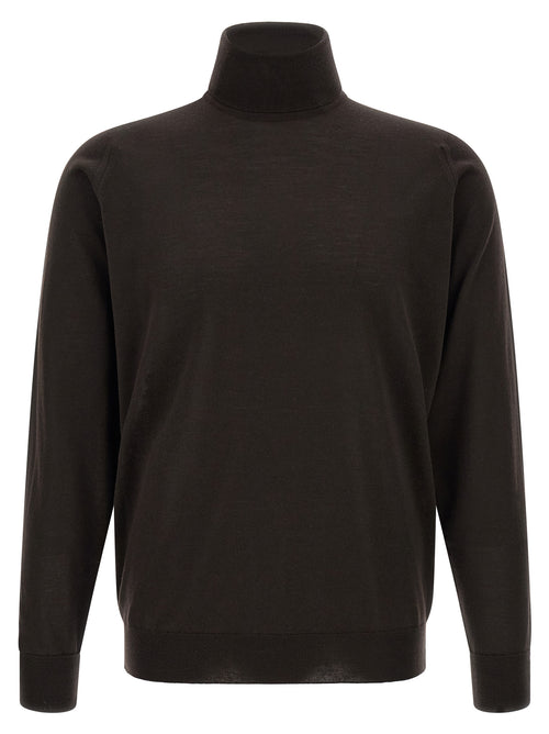 JOHN SMEDLEY Brown Merino Wool Cardigan