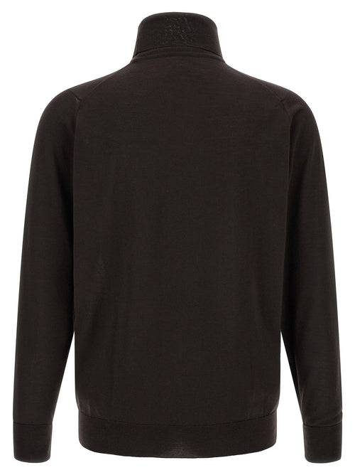 JOHN SMEDLEY Brown Merino Wool Cardigan