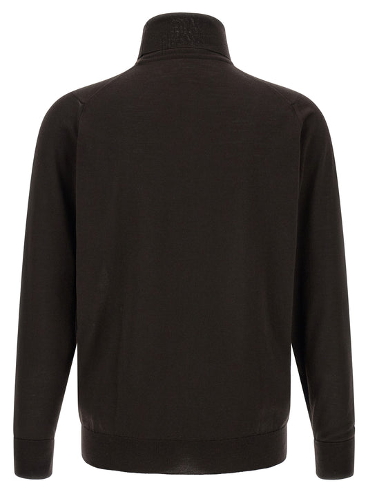 JOHN SMEDLEY Brown Merino Wool Cardigan