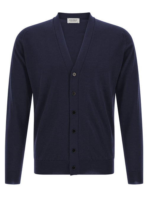 JOHN SMEDLEY Blue Merino Wool Cardigan