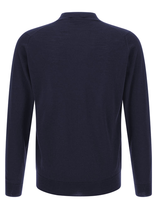 JOHN SMEDLEY Blue Merino Wool Cardigan